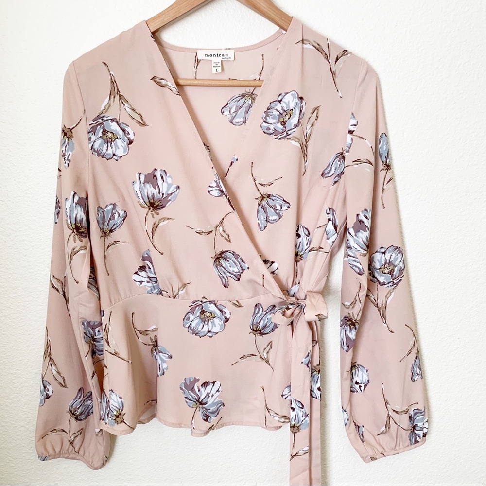Blush Floral Wrap Top